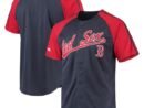 Boston Red Sox Stitches Button-Down Raglan Replica Jersey - Navy