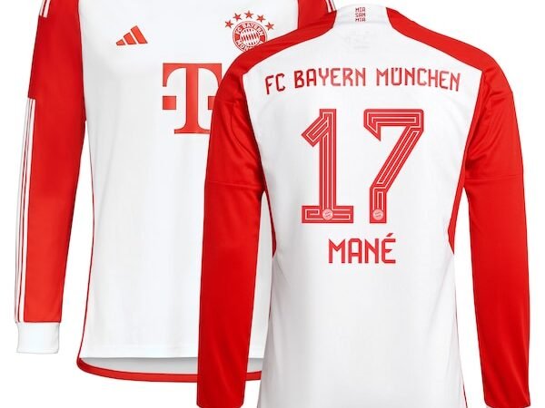 Sadio Mané Bayern Munich adidas 2023/24 Home Replica Long Sleeve Jersey - White