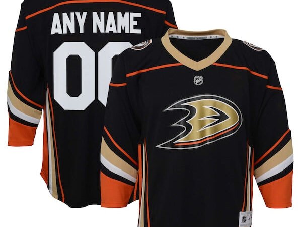 Anaheim Ducks Youth Home Replica Custom Jersey - Black