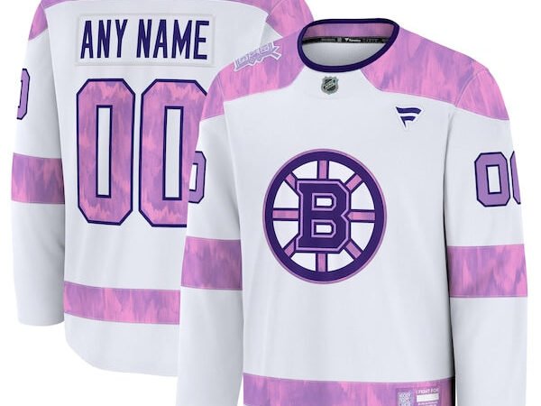 Boston Bruins  2024 Hockey Fights Cancer Custom Practice Jersey - White
