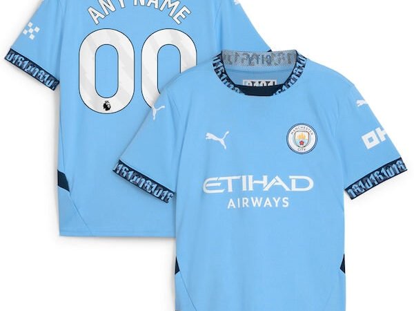 Manchester City Puma Youth 2024/25 Home Replica Custom Jersey - Light Blue