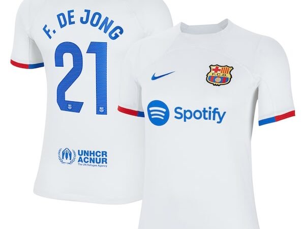 Frenkie de Jong Barcelona Nike Youth 2023/24 Away Replica Jersey - White