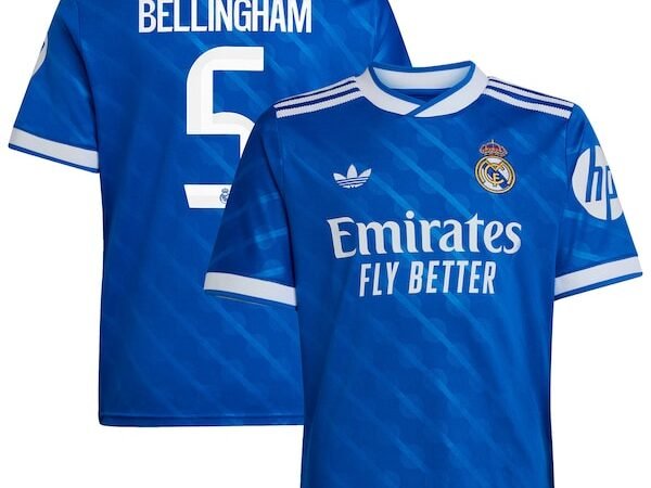 Jude Bellingham Los Merengues adidas Youth 2025/26 Third Replica Player Jersey - Blue