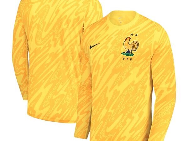 France National Team Nike Youth 2024 Goalkeeper Replica Stadium Long Sleeve Jersey - Yellow