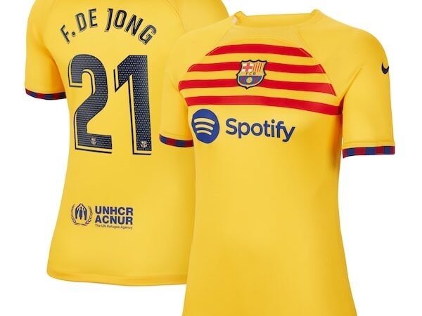Frenkie de Jong Barcelona Nike Women's 2022/23 Fourth Breathe Stadium Replica Player Jersey - Yellow