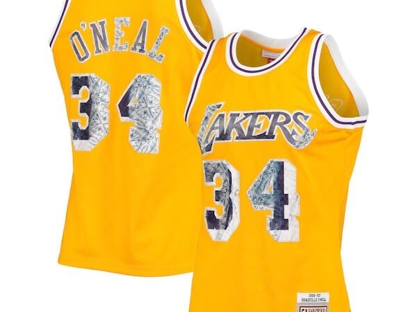 Shaquille O'Neal Los Angeles Lakers 1996-97 Hardwood Classics NBA 75th Anniversary Diamond Swingman Jersey - Gold
