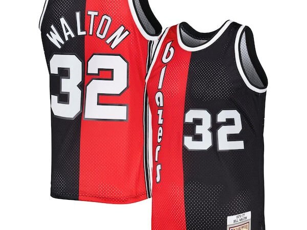 Bill Walton Portland Trail Blazers Hardwood Classics 1976/77 Split Swingman Jersey - Red/Black