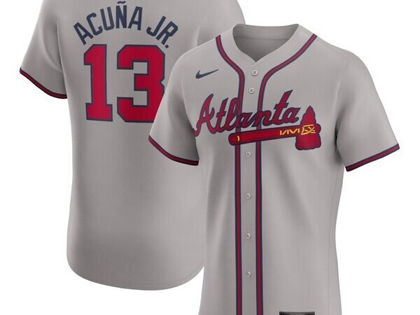 Ronald Acuña Jr. Atlanta Braves Nike Road Elite Player Jersey - Gray/Navy/White/Red