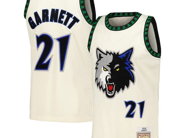 Kevin Garnett Minnesota Timberwolves  Chainstitch Swingman Jersey - Cream