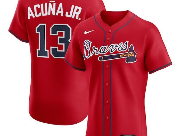 Ronald Acuña Jr. Atlanta Braves Nike Alternate 2 Elite Jersey - Red/White/Navy