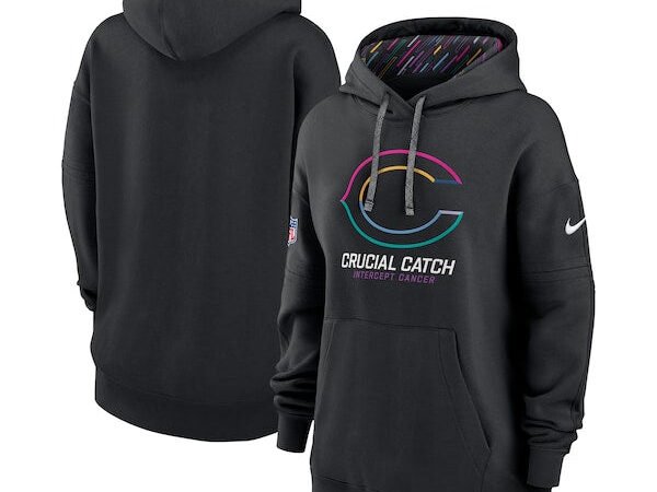 Chicago Bears Nike Women's 2024 NFL Crucial Catch Club Pullover Hoodie - Black