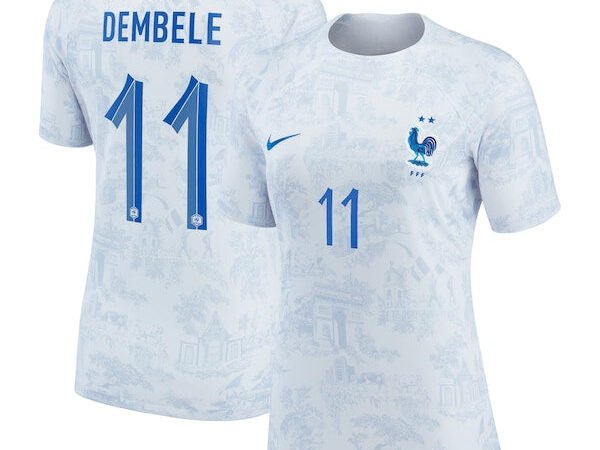 Ousmane Dembele France National Team Nike Women's 2022/23 Away Breathe Stadium Replica Jersey - White