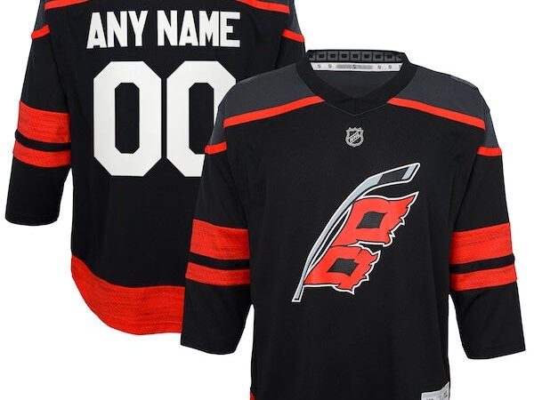 Carolina Hurricanes Youth Home Replica Custom Jersey - Black
