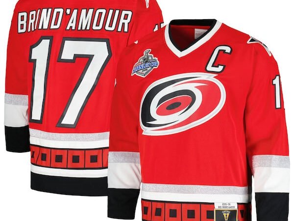 Rod Brind'Amour Carolina Hurricanes  2005/06 Captain Patch Blue Line Player Jersey - Red