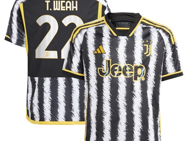 Timothy Weah Juventus adidas Youth 2023/24 Home Replica Player Jersey - Black