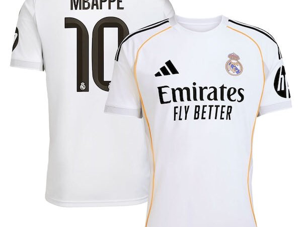 Kylian Mbappé Los Merengues adidas 2025/26 Home Replica Player Jersey - White/Blue