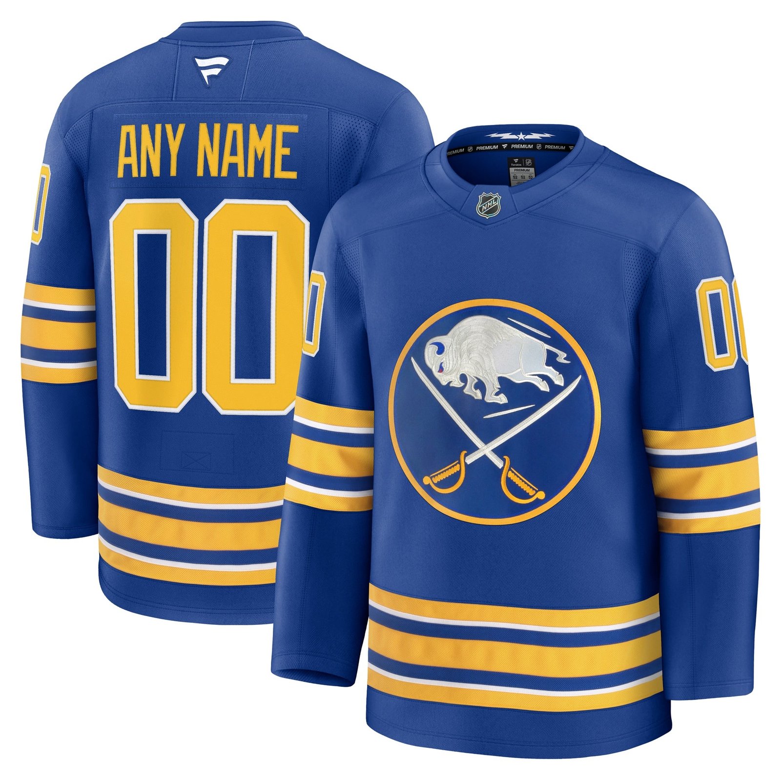 Buffalo Sabres Away Premium Custom Jersey - White/Black/Royal