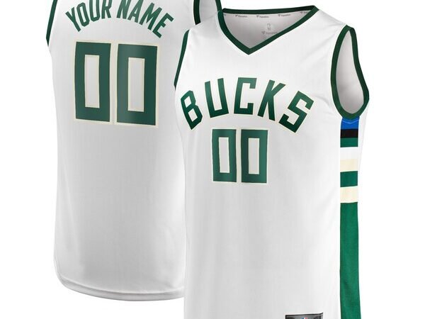 Milwaukee Bucks  Youth Fast Break Replica Custom Jersey - Association Edition - White