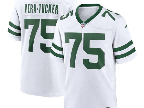 Alijah Vera-Tucker New York Jets Nike Legacy Player Game Jersey - White/Kelly Green