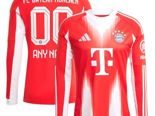 Bayern Munich adidas 2025/26 Home Replica Long Sleeve Custom Jersey - Red