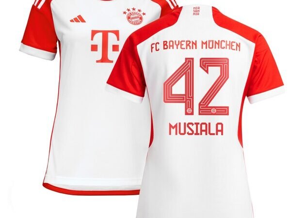 Jamal Musiala Bayern Munich adidas Women's 2023/24 Home Replica Jersey - White/Black