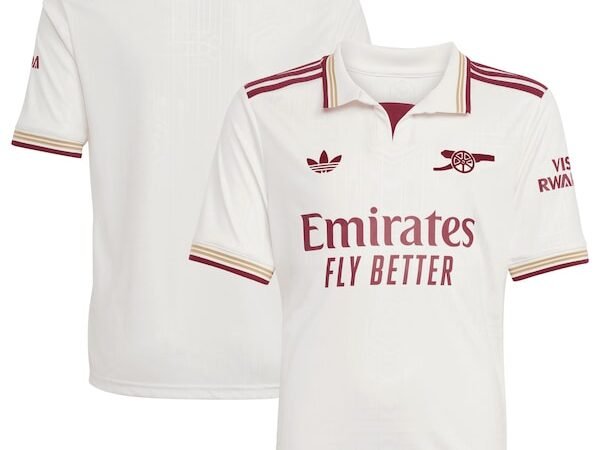 Arsenal adidas Youth 2025/26 Third Replica Jersey - White/Red