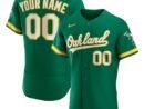 Oakland Athletics Nike Alternate Authentic Custom Jersey - Kelly Green