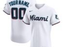 Miami Marlins Nike Home Elite Custom Jersey - White