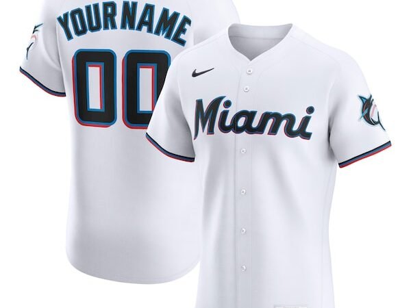 Miami Marlins Nike Home Elite Custom Jersey - White