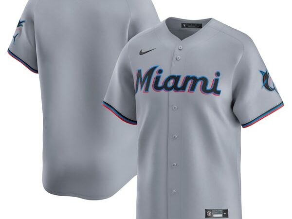 Miami Marlins Nike Road Limited Jersey – Gray
