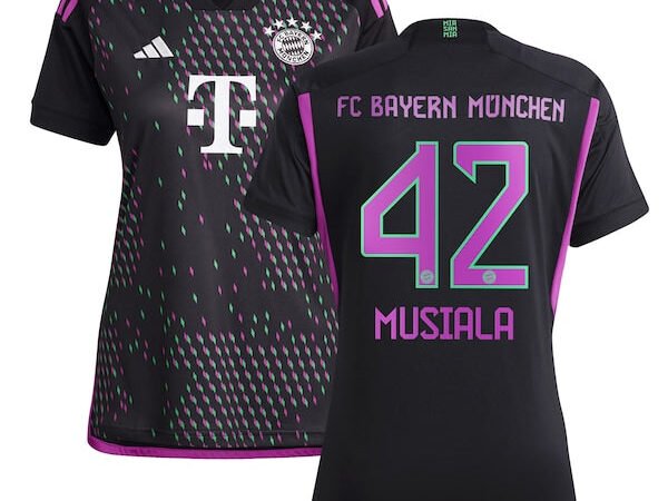 Jamal Musiala Bayern Munich adidas Women's 2023/24 Away Replica Player Jersey - Black/White