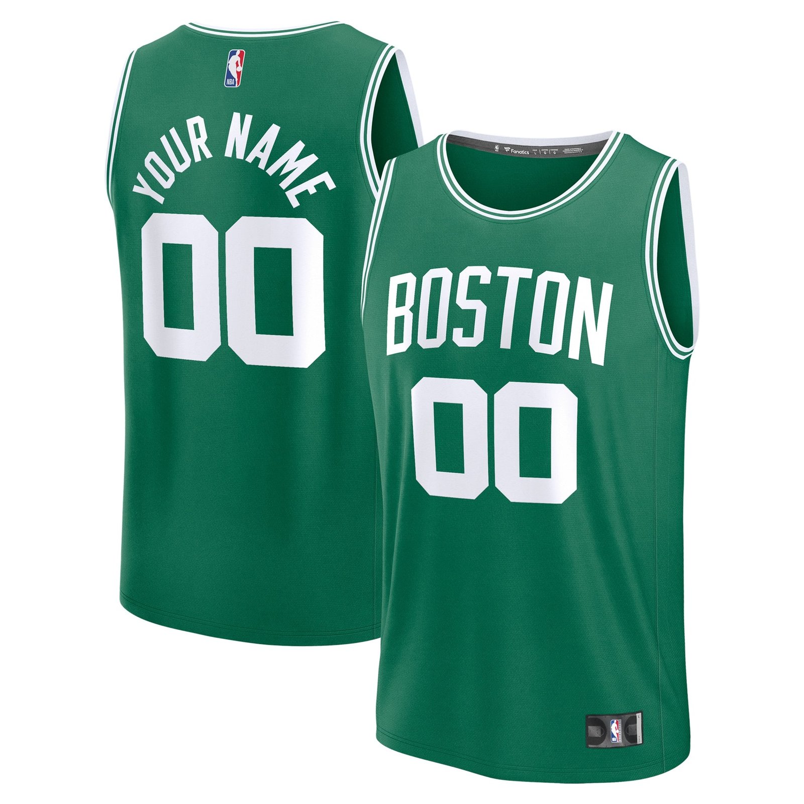 Boston Celtics Youth Custom Fast Break Jersey - Black - Statement Edition/Kelly Green/White