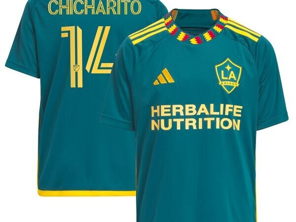 Chicharito LA Galaxy adidas Youth 2024 LA Kit Replica Player Jersey - Green