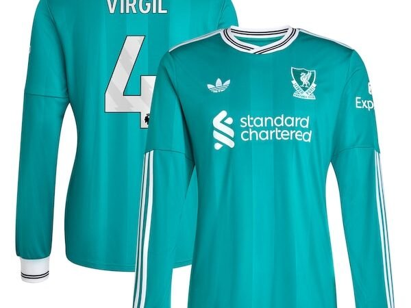 Virgil van Dijk Liverpool adidas 2025/26 Third Replica Long Sleeve Player Jersey - Green