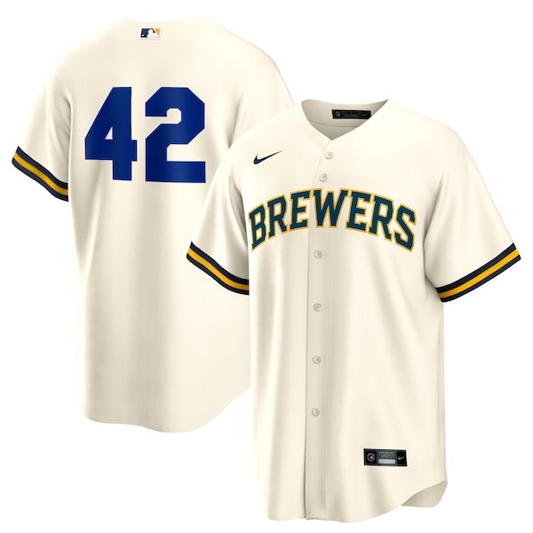Milwaukee Brewers Nike Home 2025 Jackie Robinson Day Replica Jersey - Cream