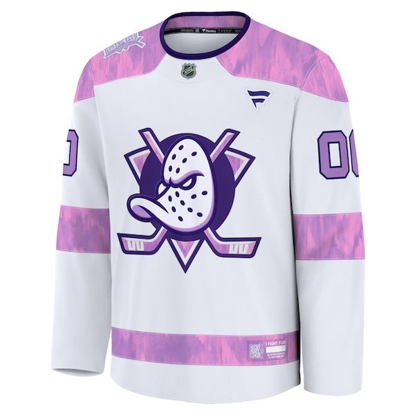 Anaheim Ducks 2024 Hockey Fights Cancer Custom Practice Jersey - White