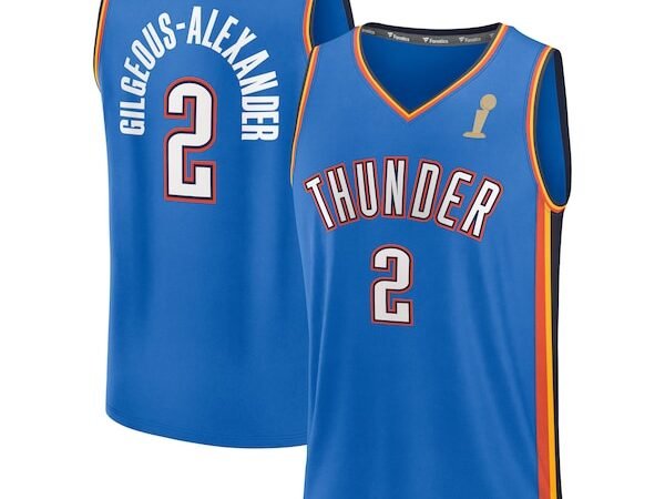 Shai Gilgeous-Alexander Oklahoma City Thunder 2025 NBA Finals Champions Fast Break Replica Player Jersey - Blue - Icon Edition
