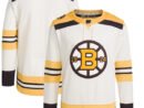 Boston Bruins adidas 100th Anniversary Primegreen Authentic Jersey - Cream