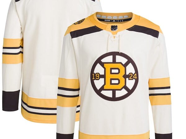 Boston Bruins adidas 100th Anniversary Primegreen Authentic Jersey - Cream