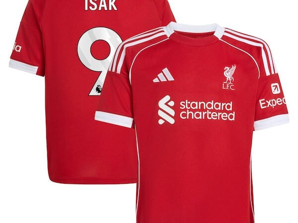 Alexander Isak Liverpool adidas Youth 2025/26 Home Replica Player Jersey - Red/Green