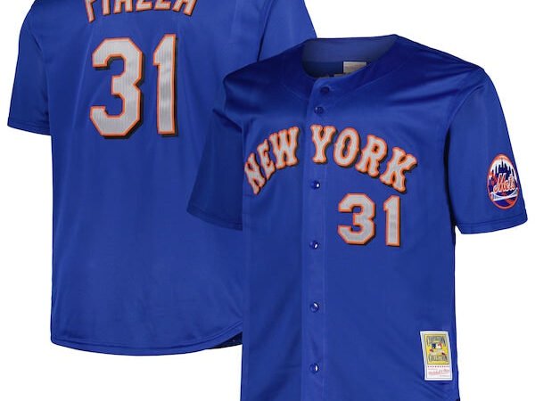 Mike Piazza New York Mets  Big & Tall Cooperstown Collection Mesh Batting Practice Jersey - Royal/Orange