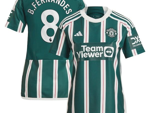 Bruno Fernandes Manchester United adidas Women's 2023/24 Away Replica Player Jersey - Green/Red