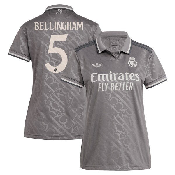 Jude Bellingham Los Merengues adidas Originals Women's 2024/25 Third Replica Player Jersey - Charcoal/White
