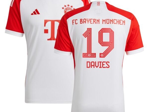 Alphonso Davies Bayern Munich adidas 2023/24 Home Replica Jersey - White