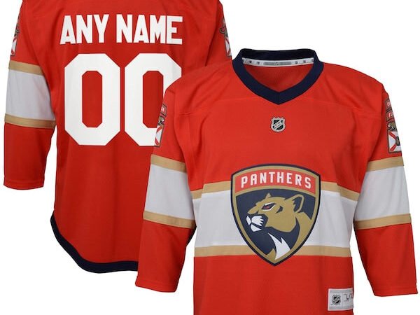 Florida Panthers Youth Home Replica Custom Jersey - Red