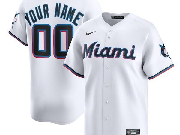 Miami Marlins Nike Home Limited Custom Jersey - White