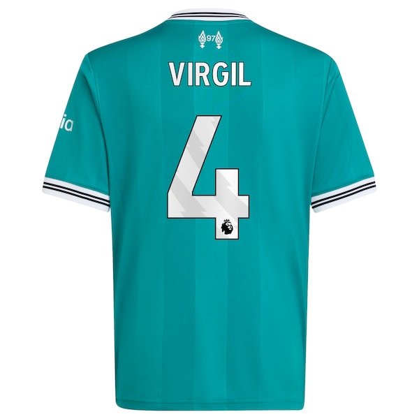 Virgil van Dijk Liverpool adidas Youth 2025/26 Third Replica Player Jersey - Green/Red
