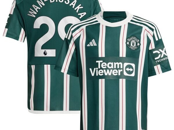 Aaron Wan-Bissaka Manchester United adidas Youth 2023/24 Away Replica Player Jersey - Green/White