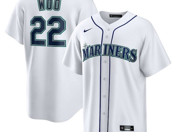 Men's Seattle Mariners Bryan Woo Nike White Home Replica Jersey