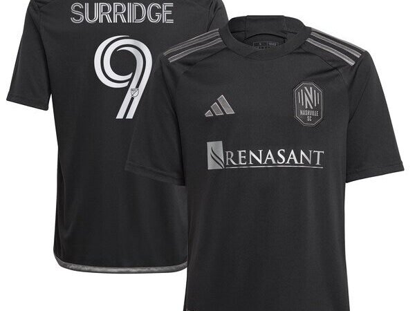 Sam Surridge Nashville SC adidas Youth 2024 Man In Black Kit Replica Player Jersey – Black